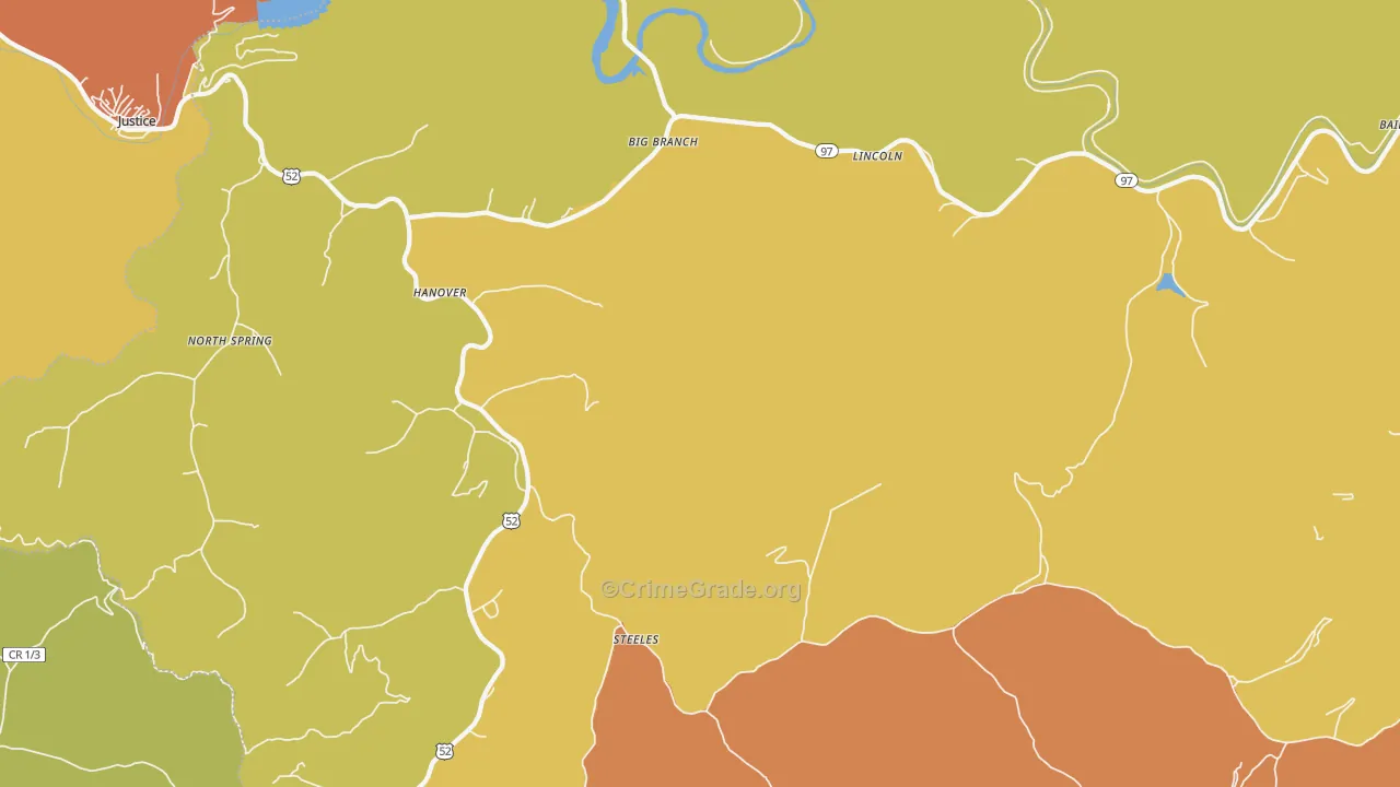 Hanover, WV Map of Drug-Related Crime Rates