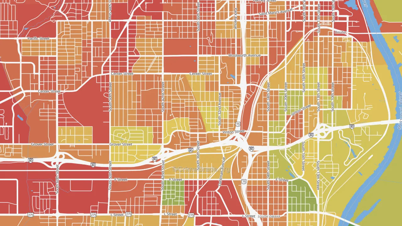 Hanscom Park, Omaha, NE Map of Drug-Related Crime Rates
