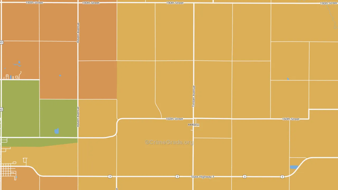 Hansell, IA Map of Drug-Related Crime Rates