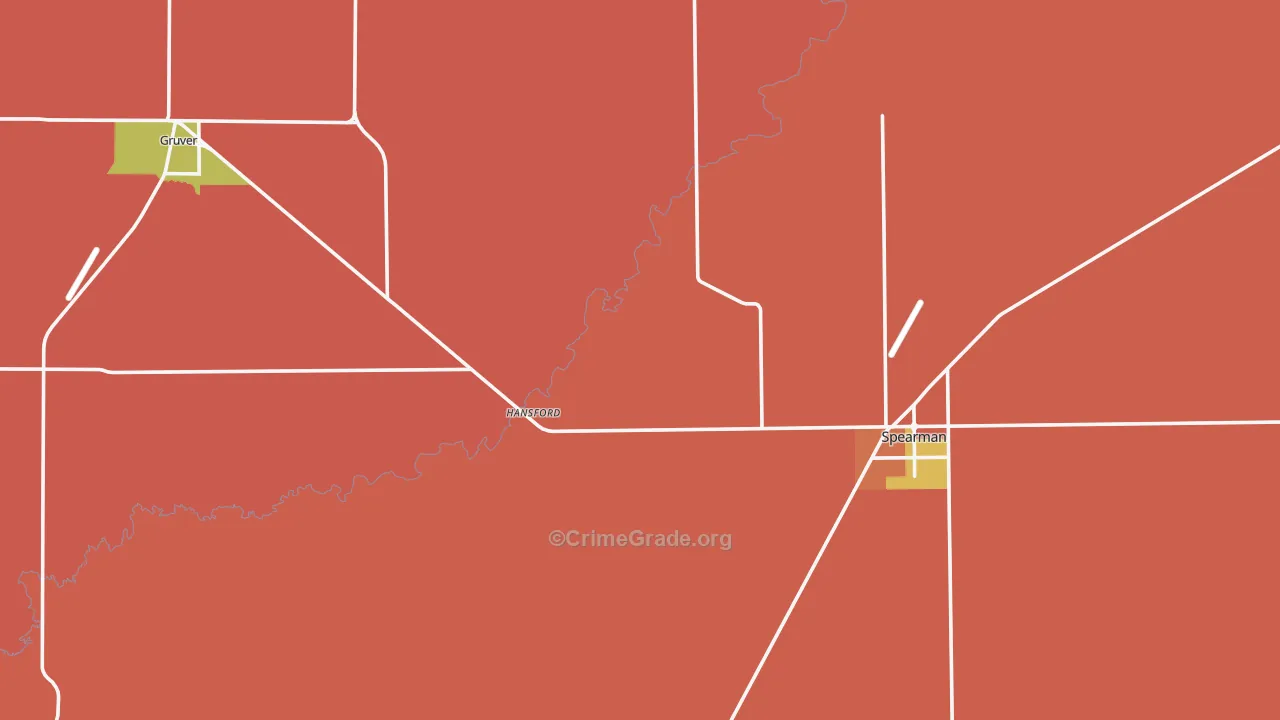 Hansford County, TX Map of Drug-Related Crime Rates