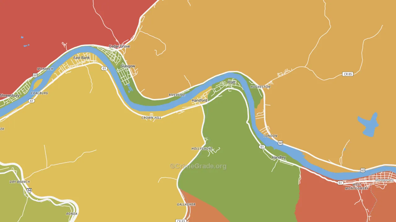 Hansford, WV Map of Drug-Related Crime Rates