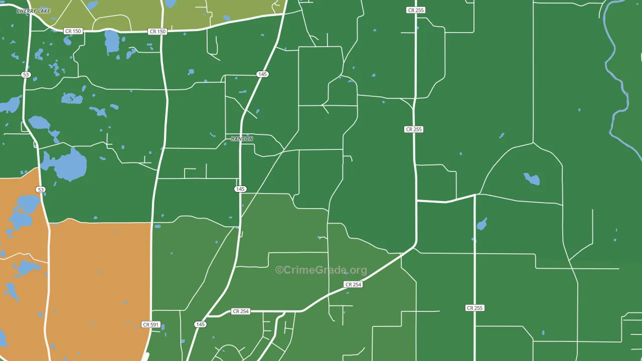 Hanson, FL Map of Drug-Related Crime Rates