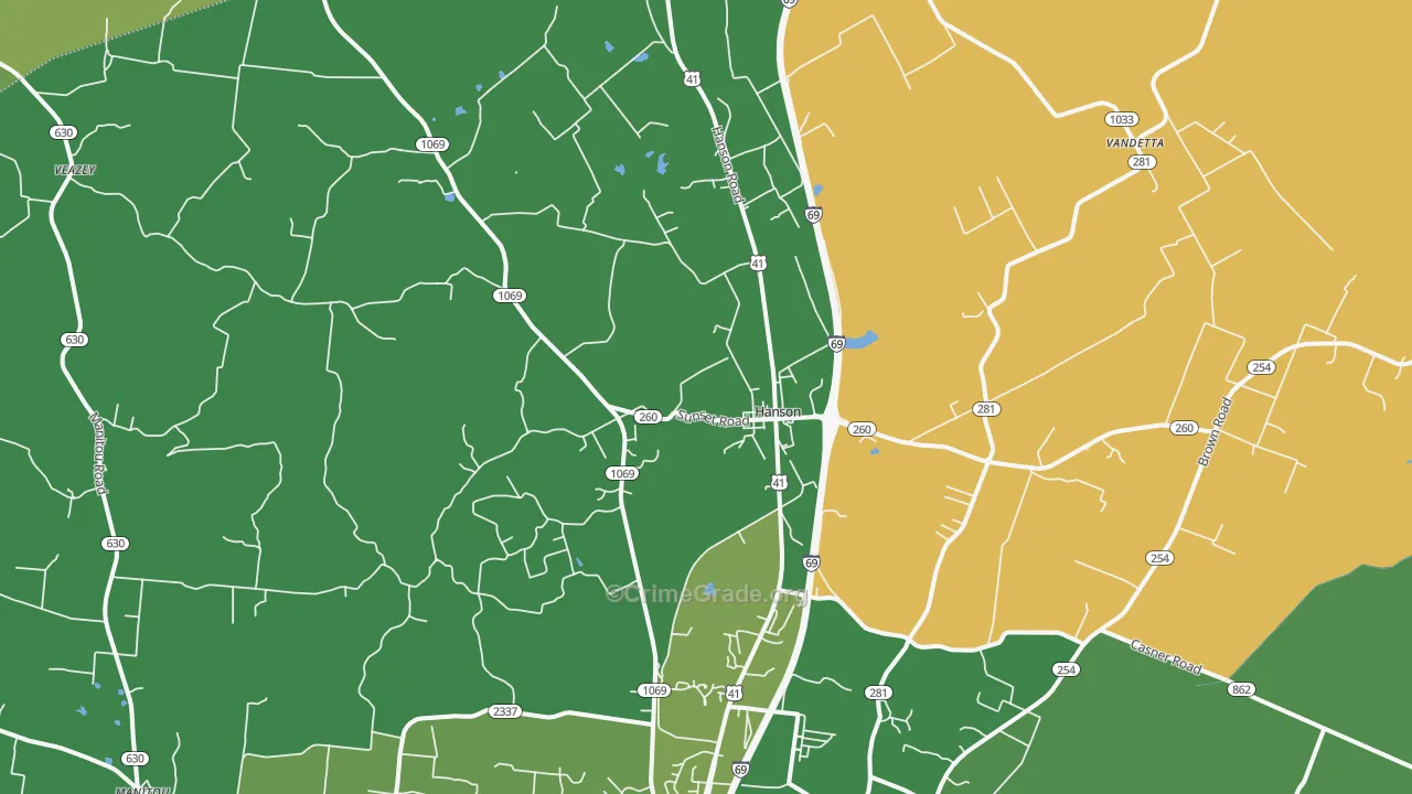 Hanson, KY Map of Drug-Related Crime Rates