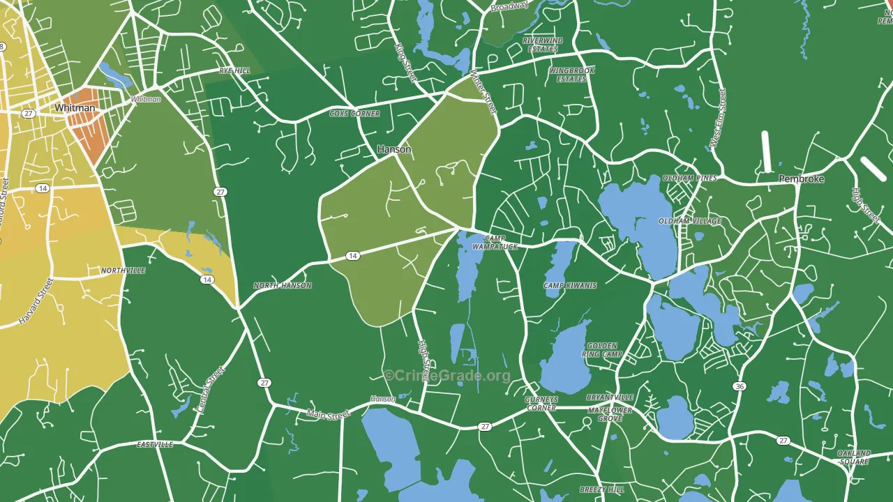 Hanson, MA Map of Drug-Related Crime Rates