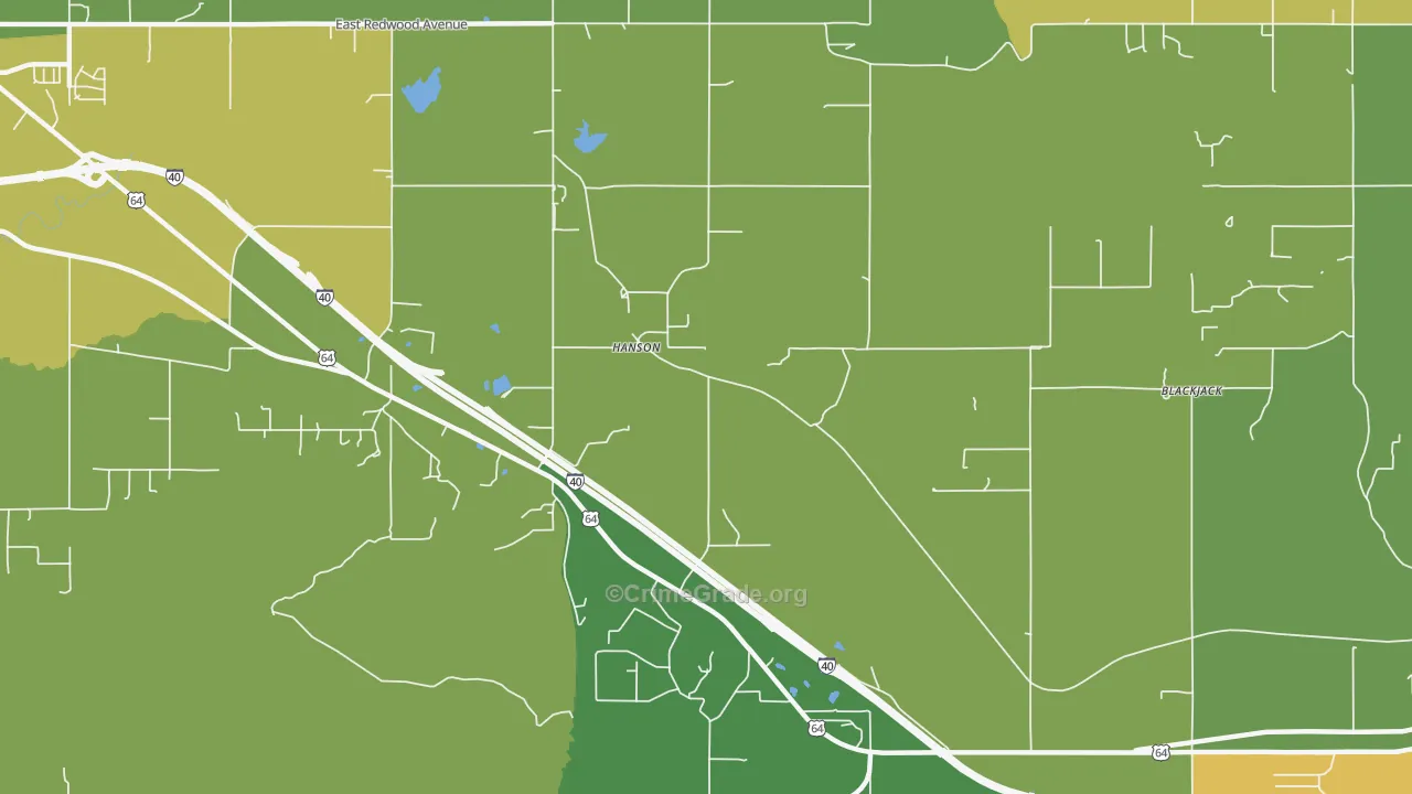 Hanson, OK Map of Drug-Related Crime Rates