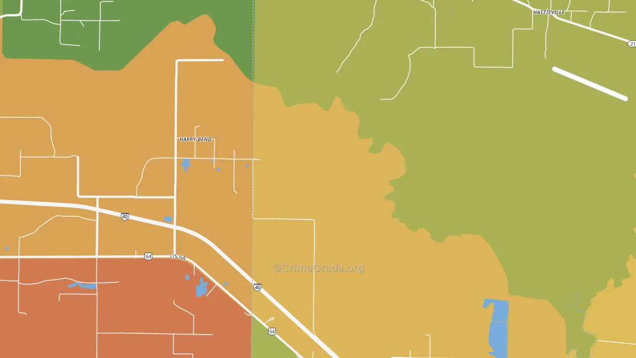 Happy Bend, AR Map of Drug-Related Crime Rates