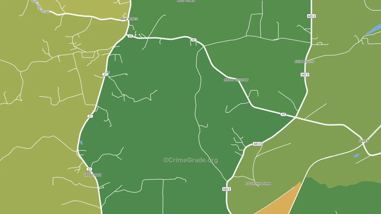 Happy Hollow, MO Map of Drug-Related Crime Rates