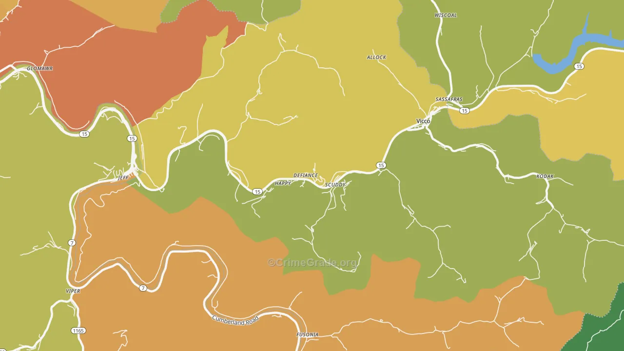 Happy, KY Map of Drug-Related Crime Rates