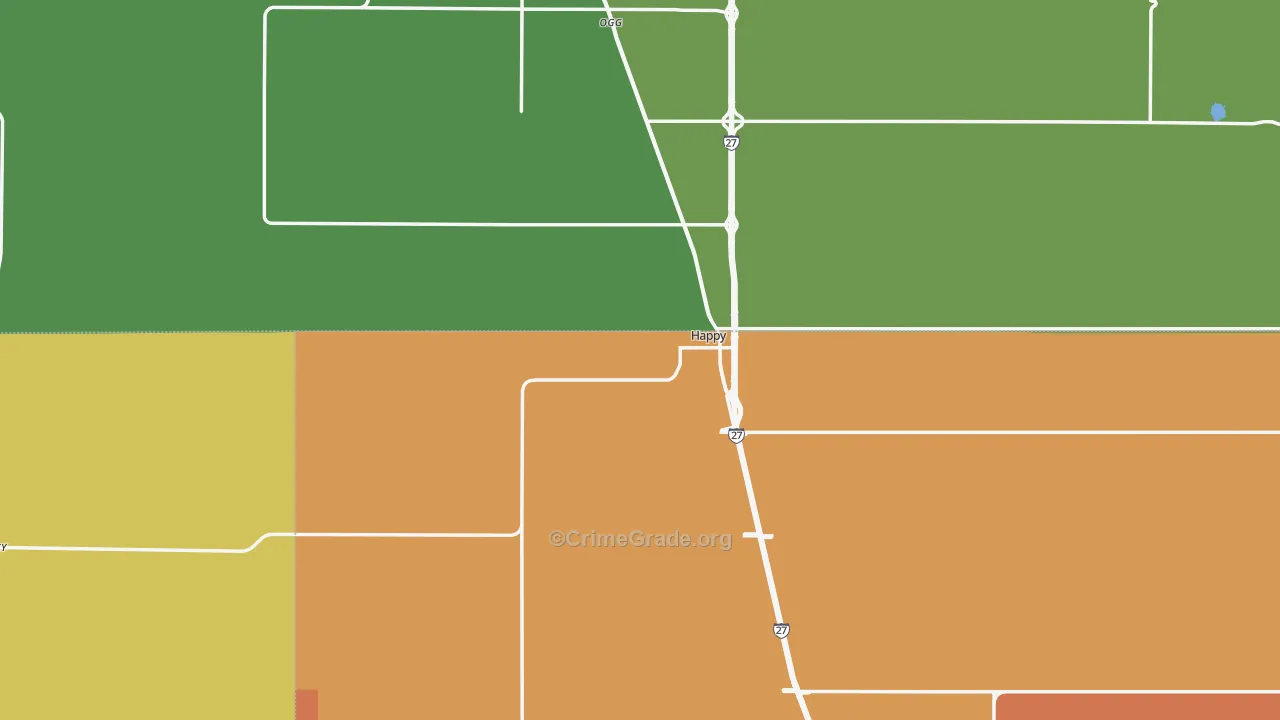 Happy, TX Map of Drug-Related Crime Rates