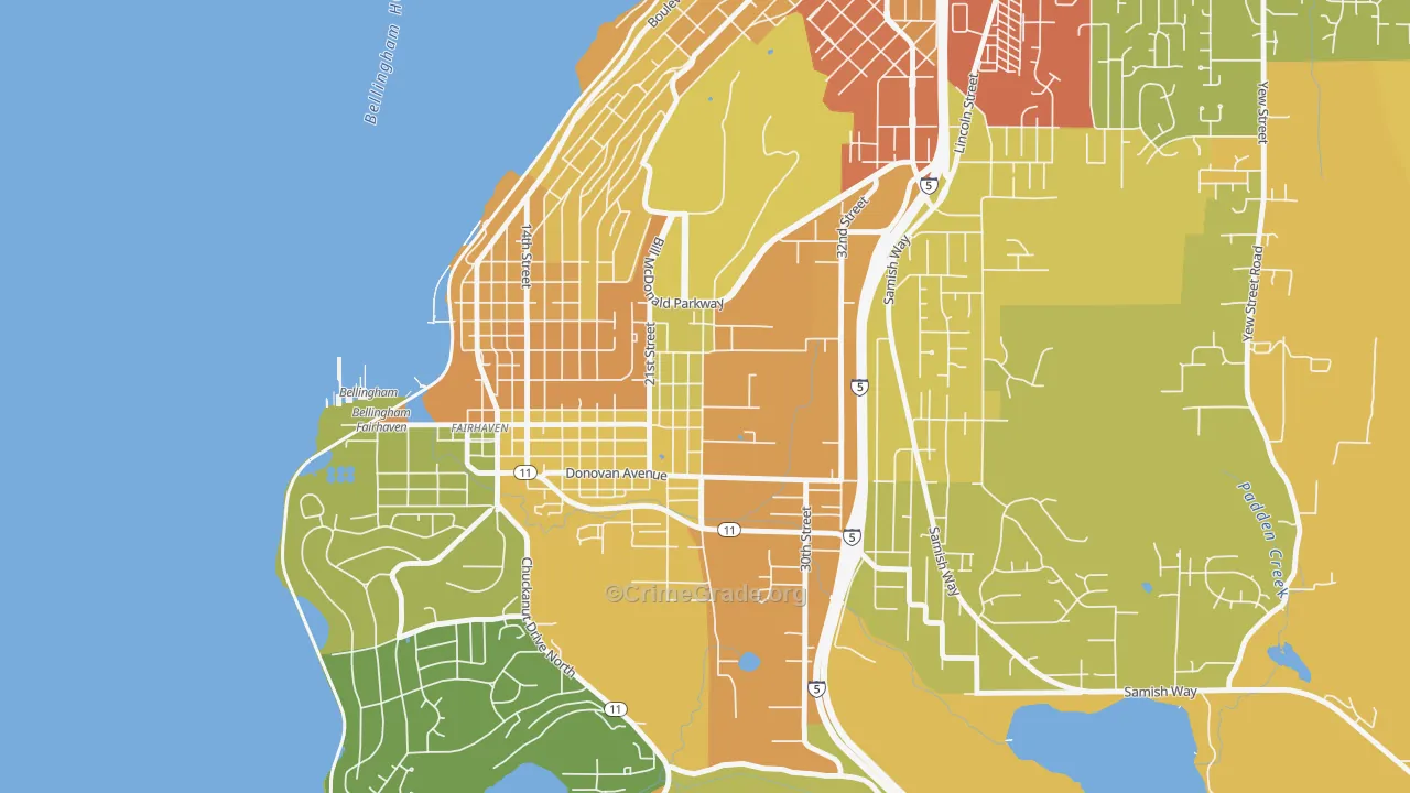 Happy Valley, Bellingham, WA Map of Drug-Related Crime Rates