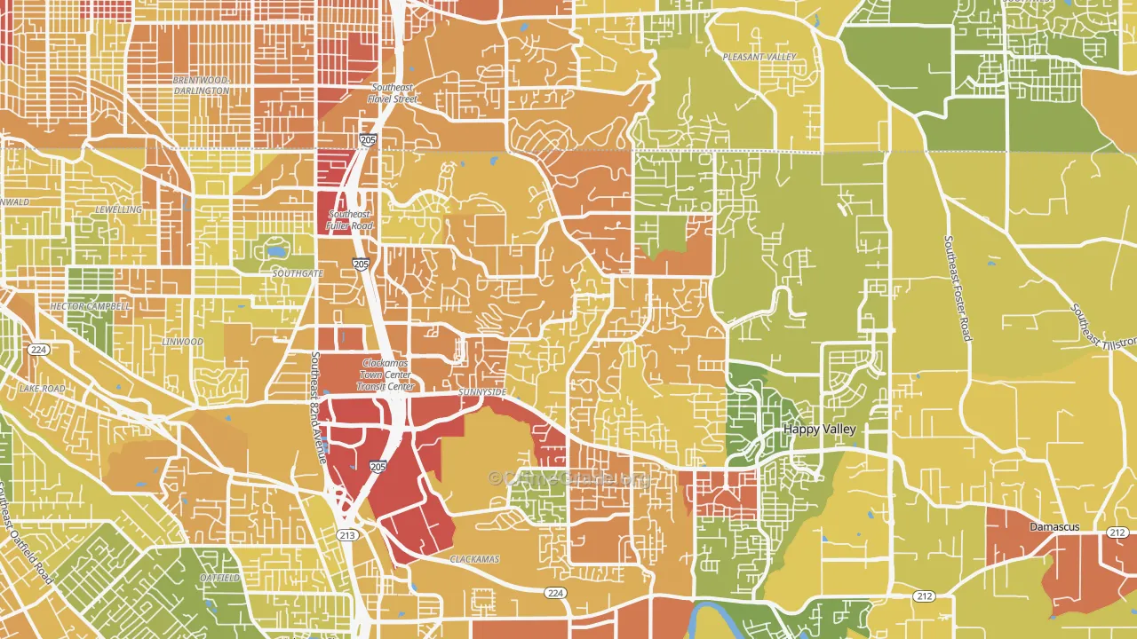 Happy Valley, OR Map of Drug-Related Crime Rates