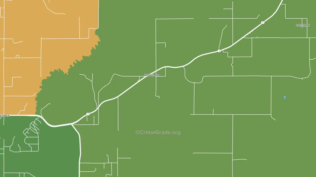 Happyland, OK Map of Drug-Related Crime Rates