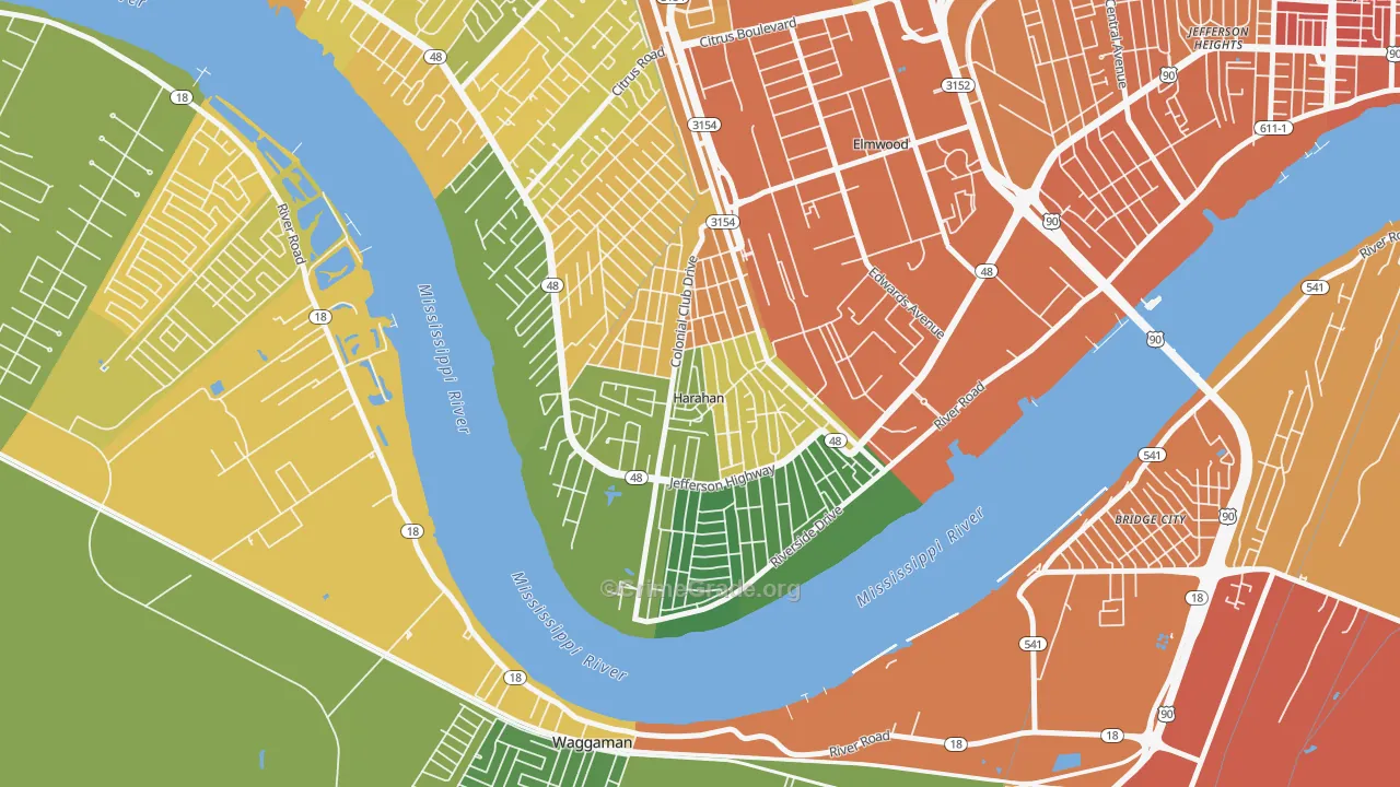 Harahan, LA Map of Drug-Related Crime Rates