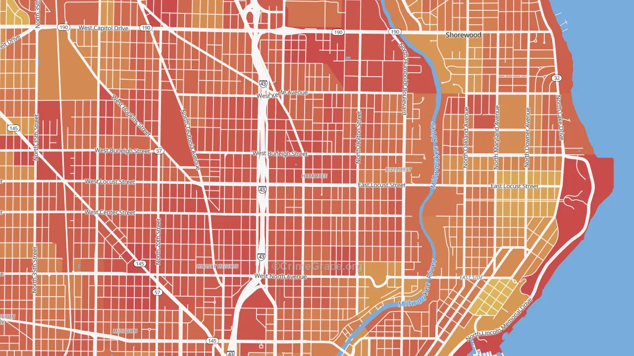 Harambee, Milwaukee, WI Map of Drug-Related Crime Rates