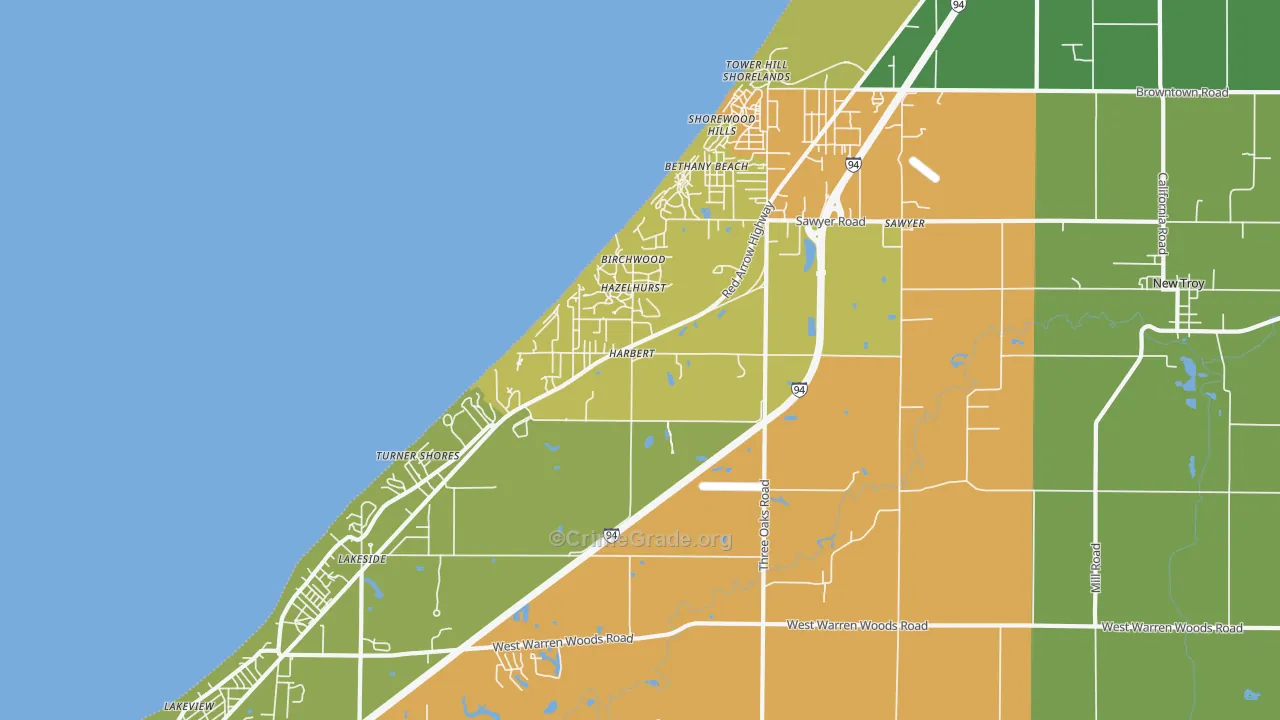 Harbert, MI Map of Drug-Related Crime Rates