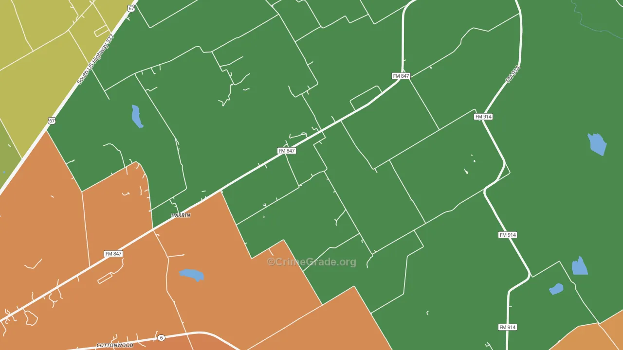 Harbin, TX Map of Drug-Related Crime Rates