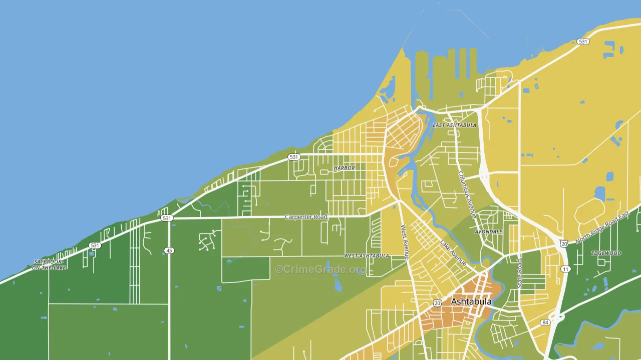 Harbor, Ashtabula, OH Map of Drug-Related Crime Rates
