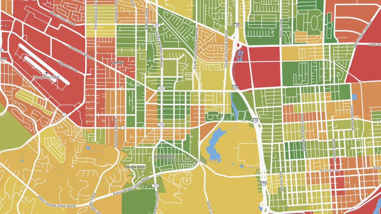 Harbor City, CA Map of Drug-Related Crime Rates