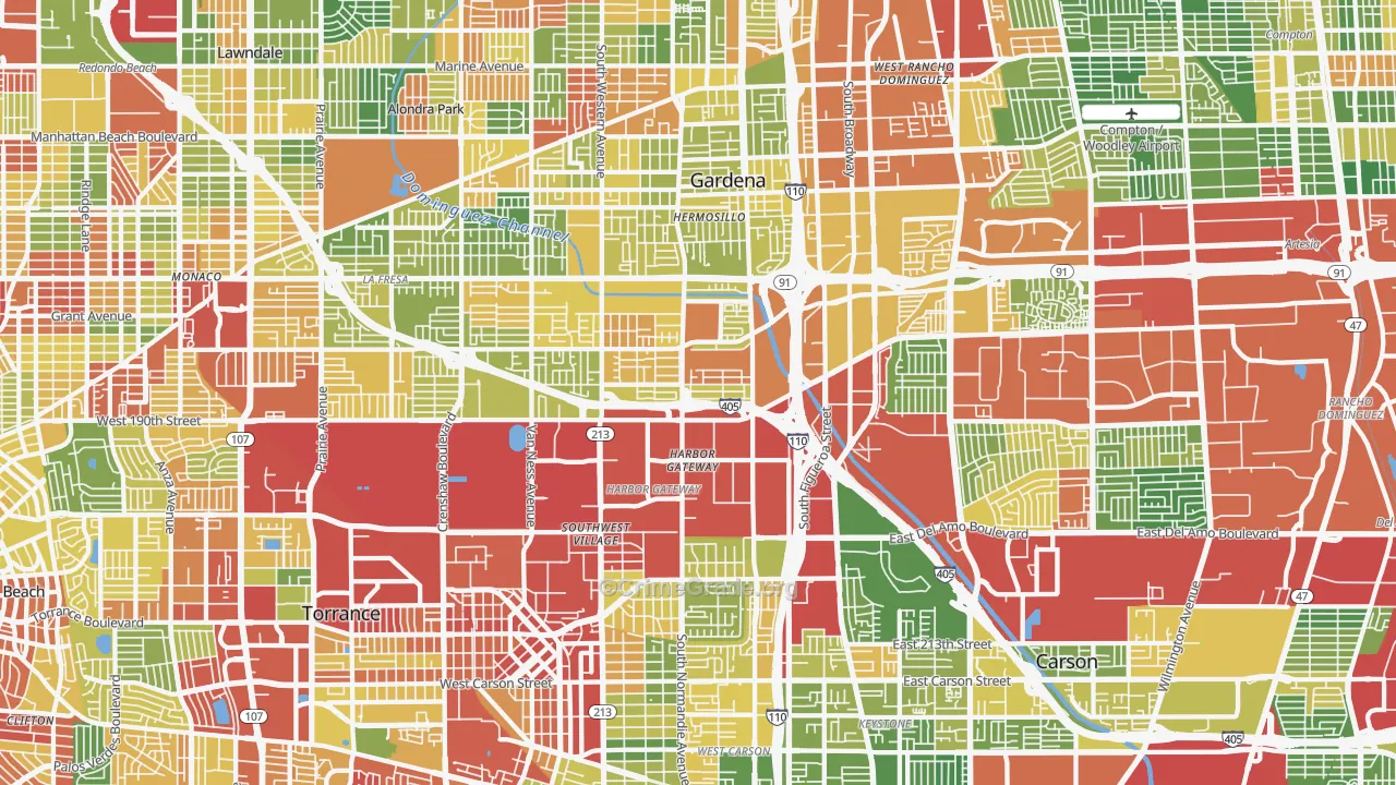 Harbor Gateway, Torrance, CA Map of Drug-Related Crime Rates