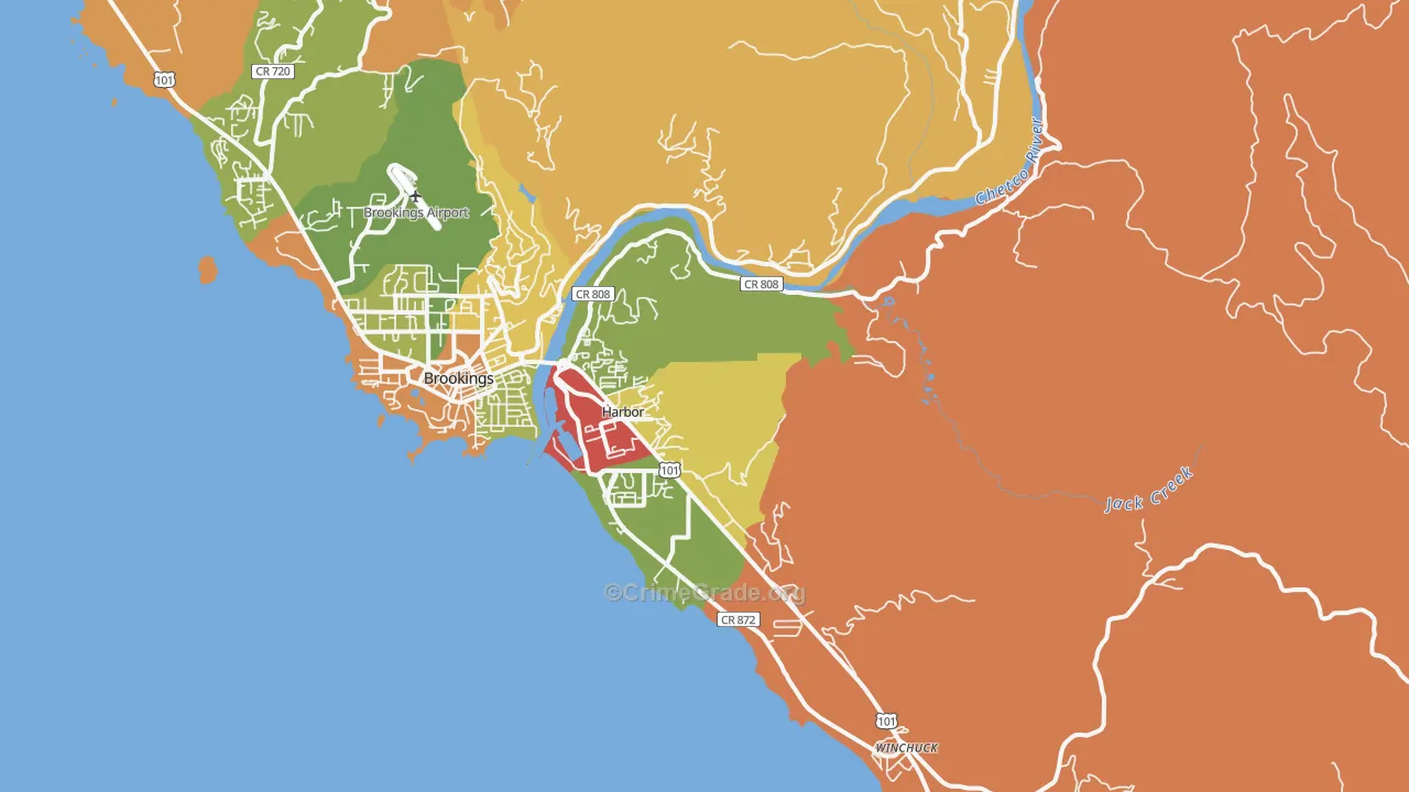 Harbor, OR Map of Drug-Related Crime Rates