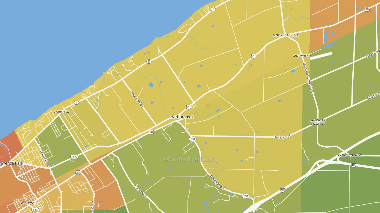Harborcreek, PA Map of Drug-Related Crime Rates