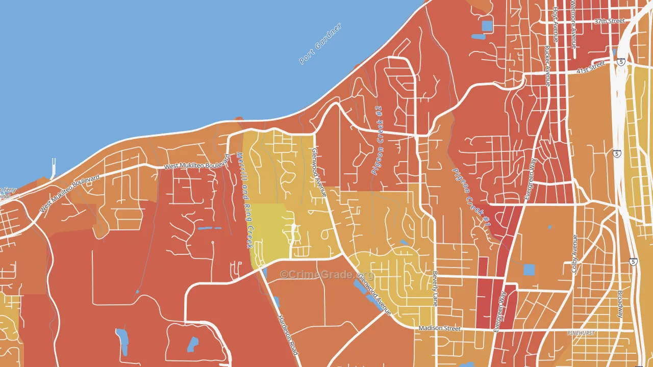 Harborview-Seahurst-Glenhaven, Everett, WA Map of Drug-Related Crime Rates