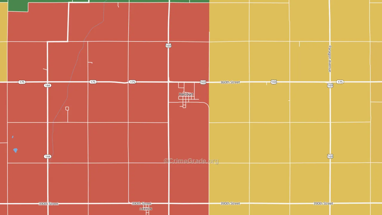 Harcourt, IA Map of Drug-Related Crime Rates