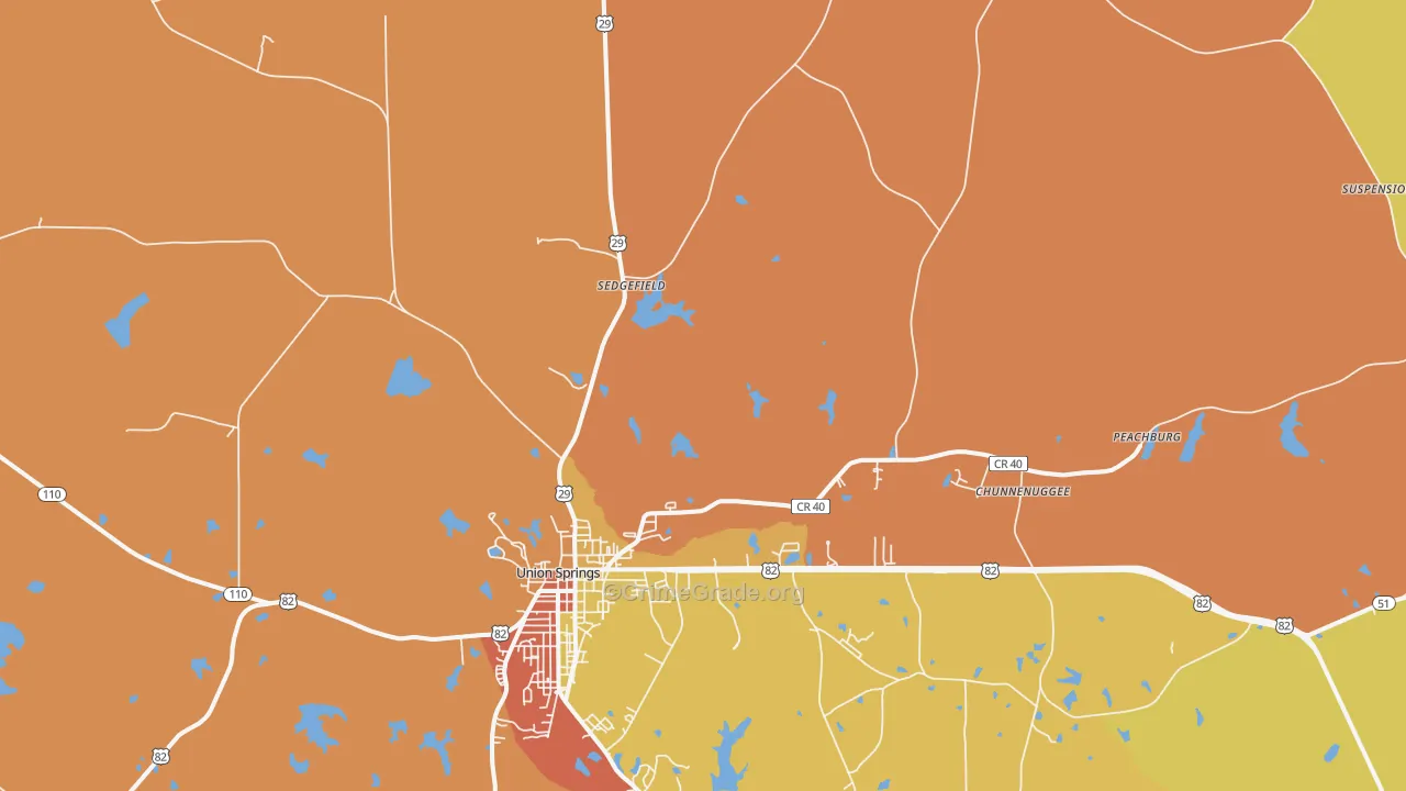 Hardaway, AL Map of Drug-Related Crime Rates