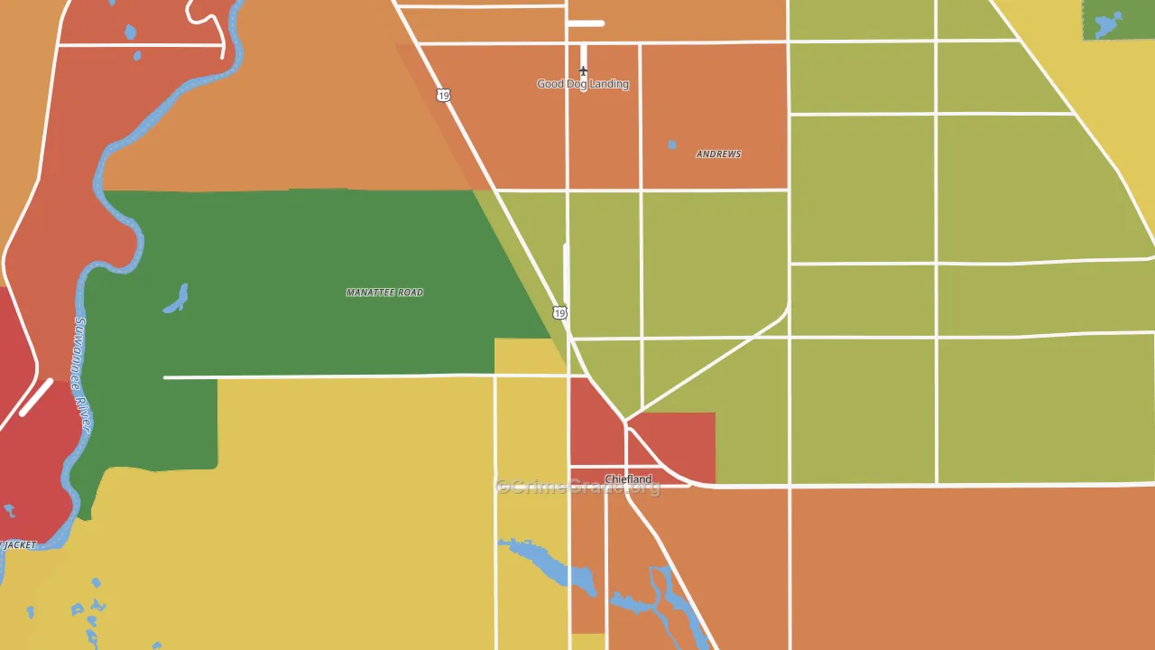 Hardeetown, FL Map of Drug-Related Crime Rates