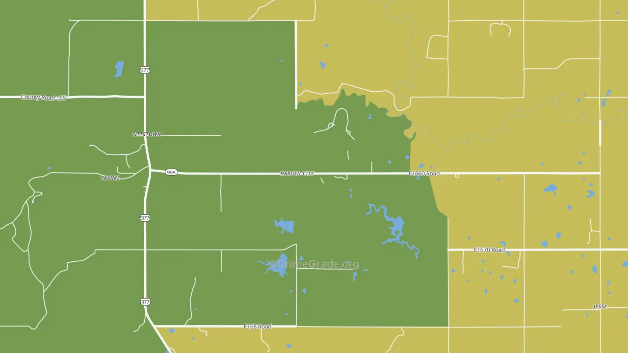 Harden City, OK Map of Drug-Related Crime Rates