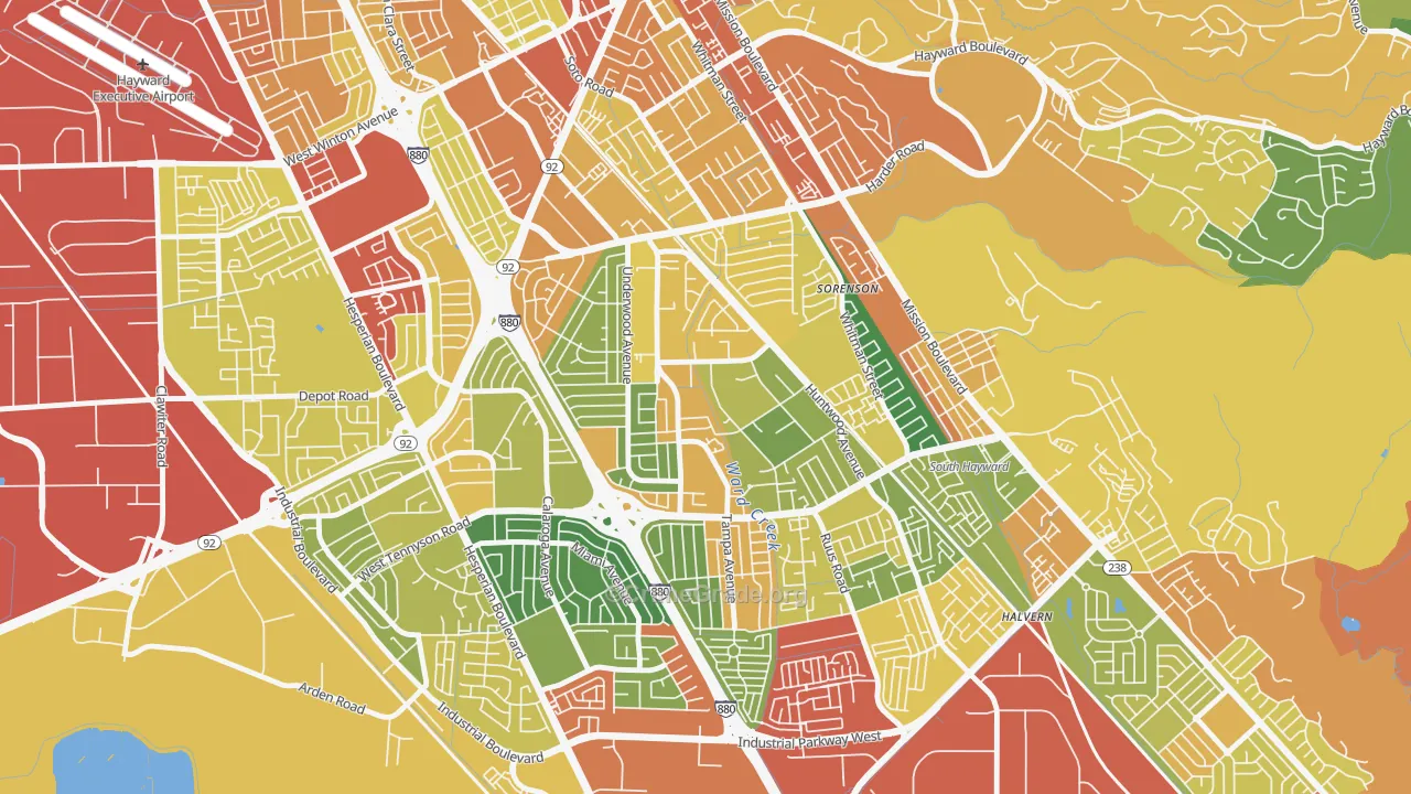 Harder-Tennyson, Hayward, CA Map of Drug-Related Crime Rates