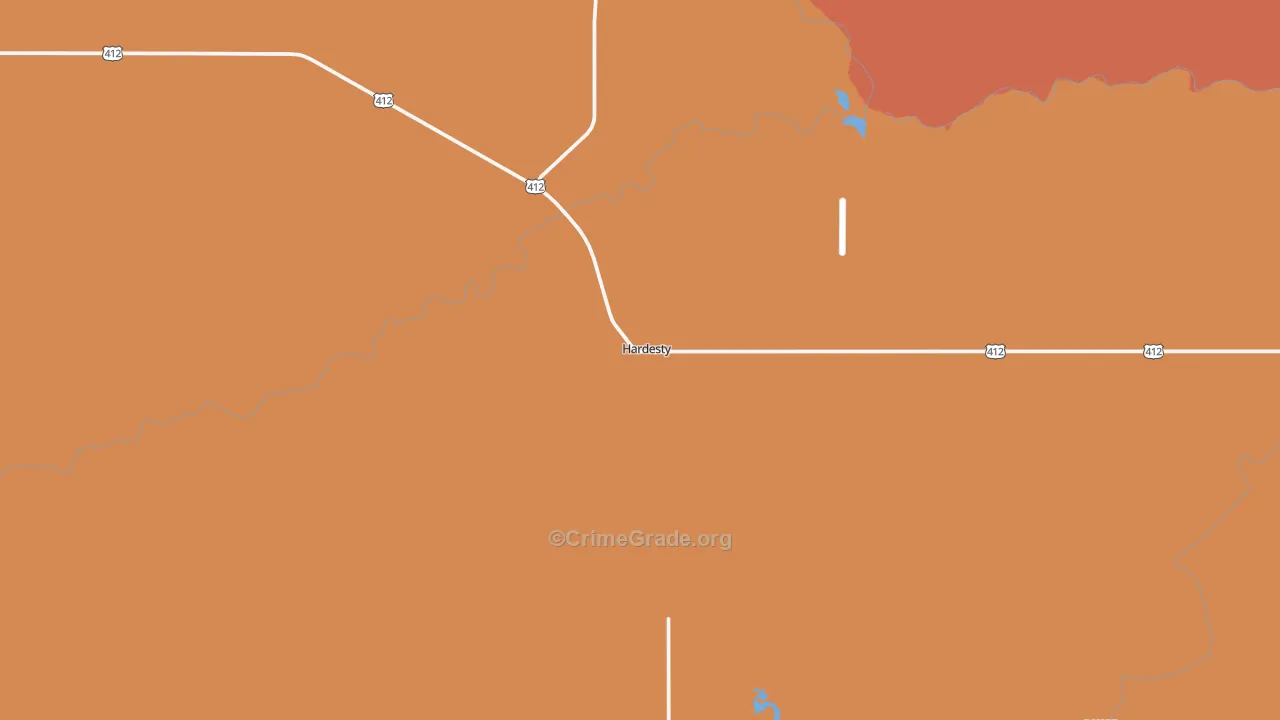 Hardesty, OK Map of Drug-Related Crime Rates