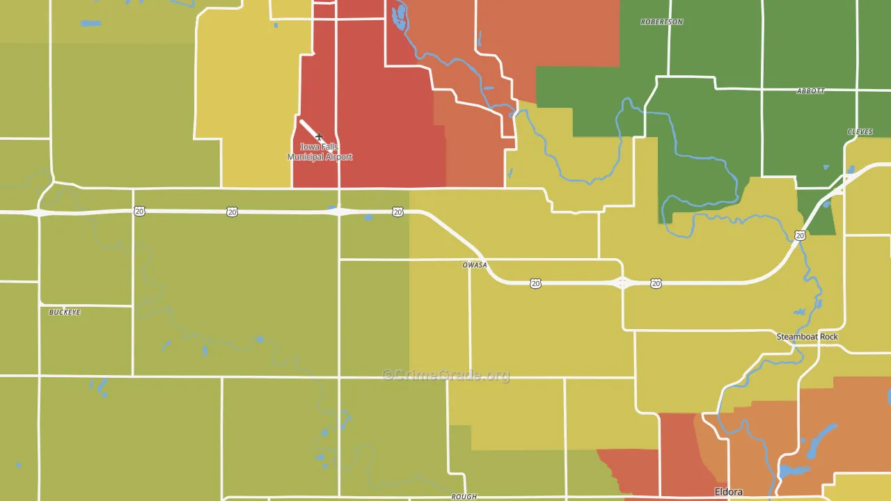 Hardin County, IA Map of Drug-Related Crime Rates