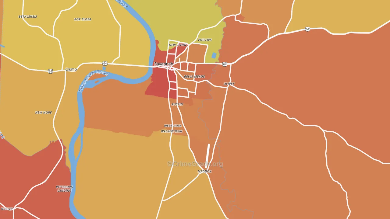 Hardin County, TN Map of Drug-Related Crime Rates