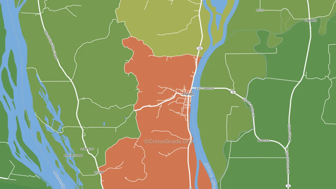 Hardin, IL Map of Drug-Related Crime Rates