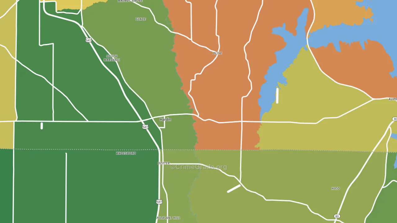 Hardin, KY Map of Drug-Related Crime Rates