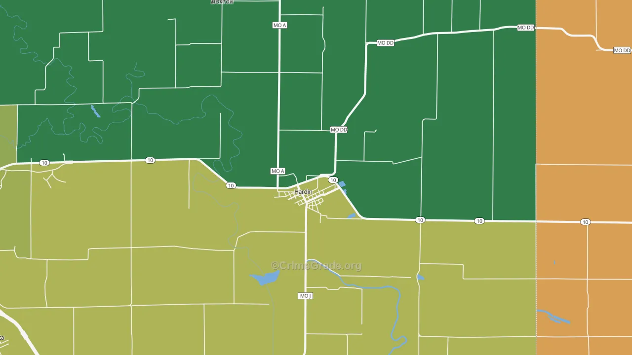 Hardin, MO Map of Drug-Related Crime Rates
