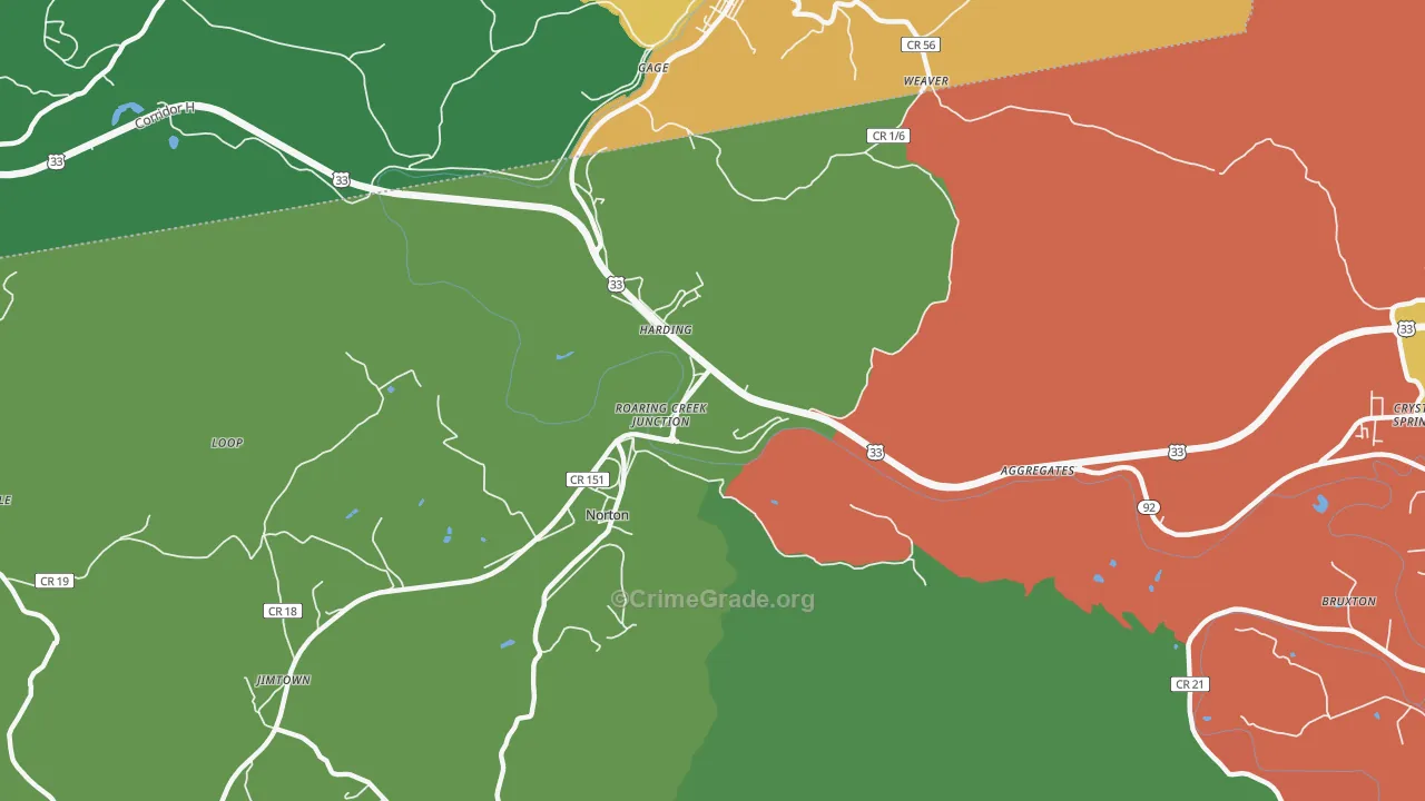 Harding, WV Map of Drug-Related Crime Rates