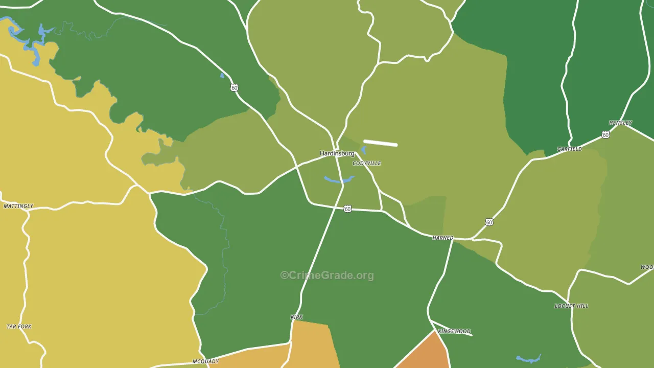 Hardinsburg, KY Map of Drug-Related Crime Rates