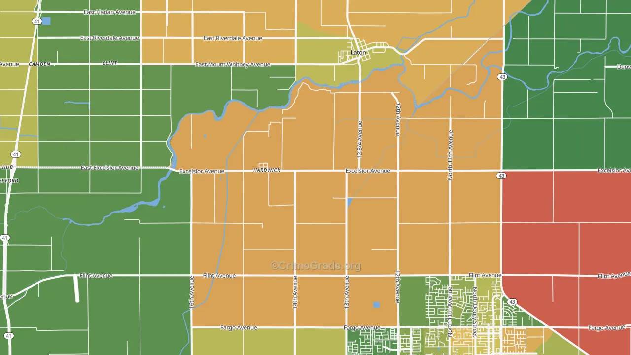 Hardwick, CA Map of Drug-Related Crime Rates