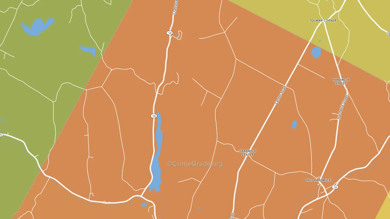 Hardwick Center, VT Map of Drug-Related Crime Rates