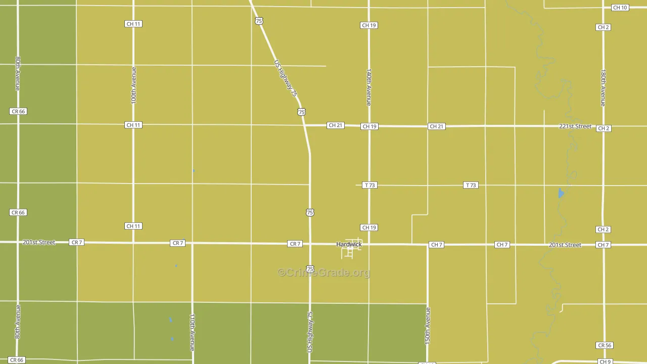 Hardwick, MN Map of Drug-Related Crime Rates