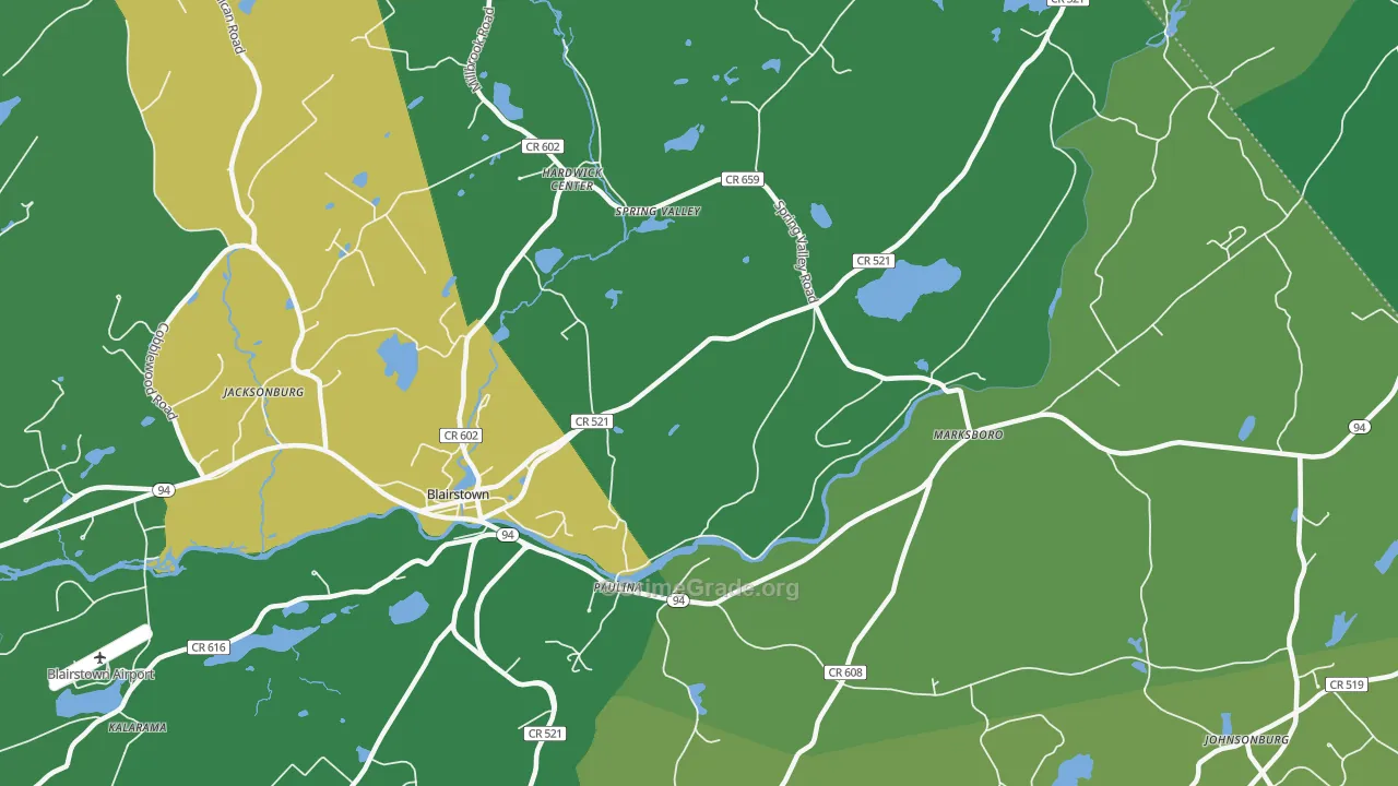 Hardwick, NJ Map of Drug-Related Crime Rates