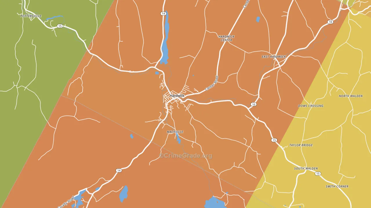 Hardwick, VT Map of Drug-Related Crime Rates