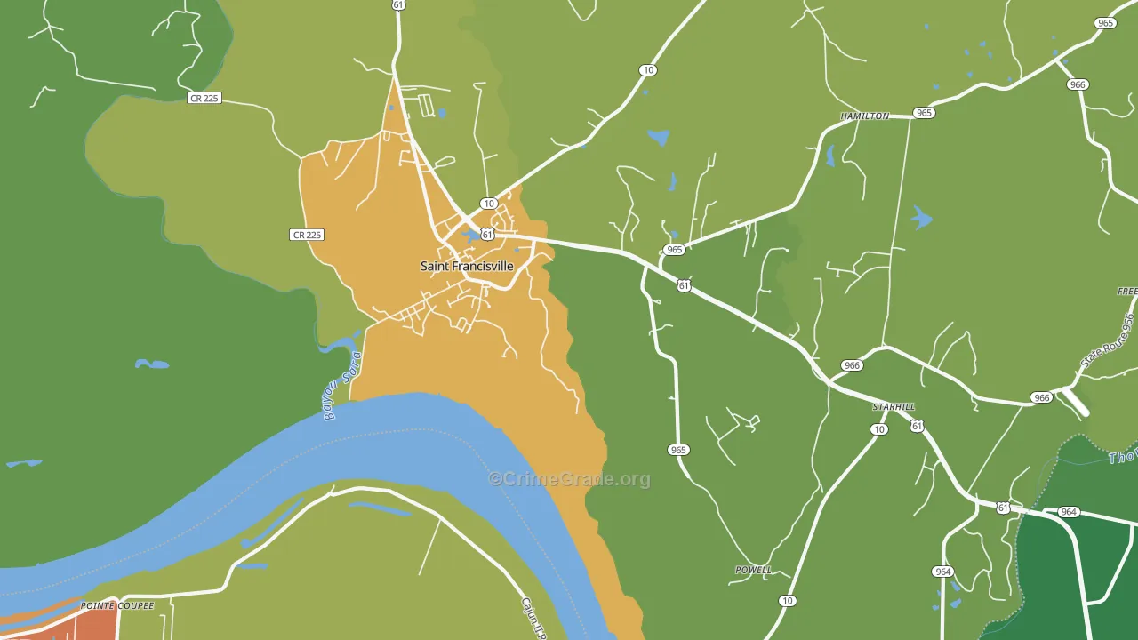 Hardwood, LA Map of Drug-Related Crime Rates
