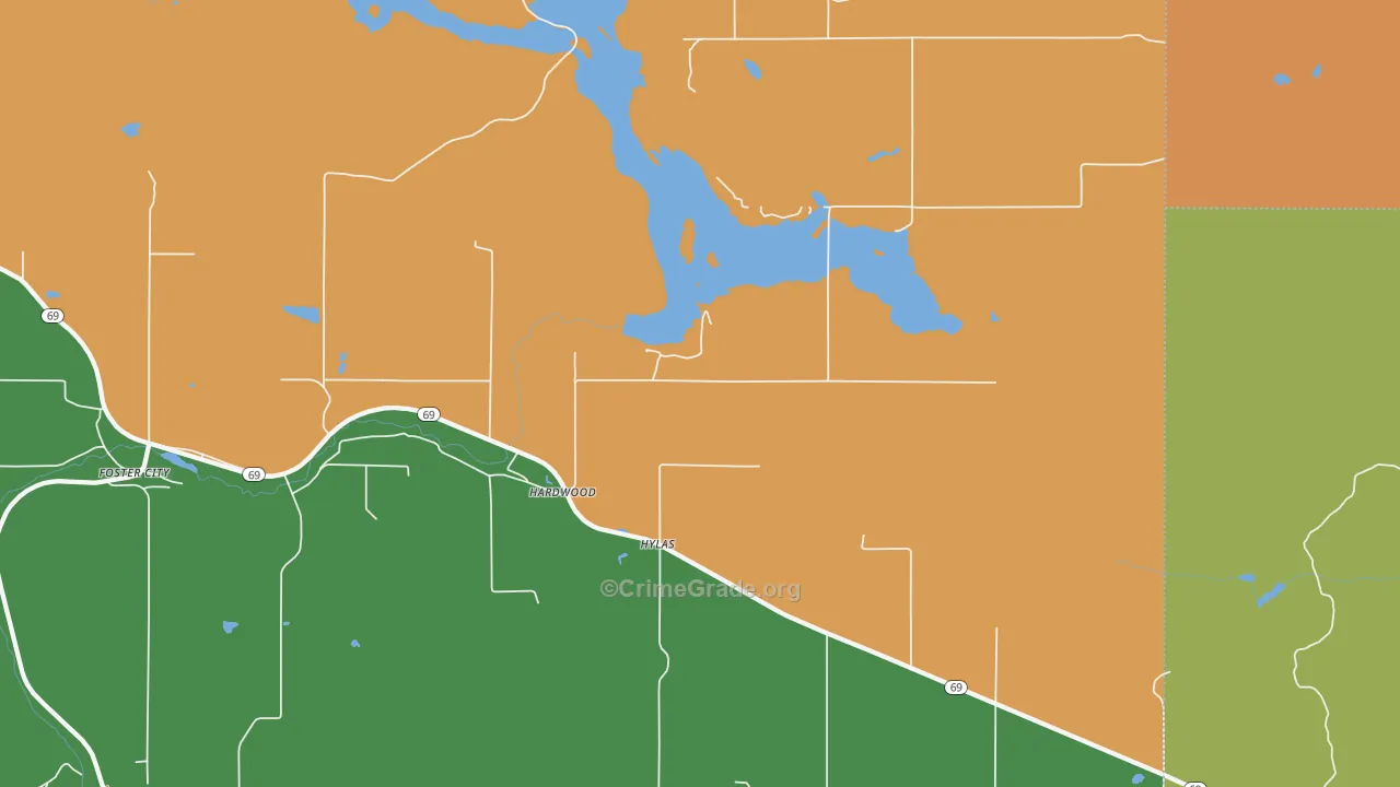 Hardwood, MI Map of Drug-Related Crime Rates