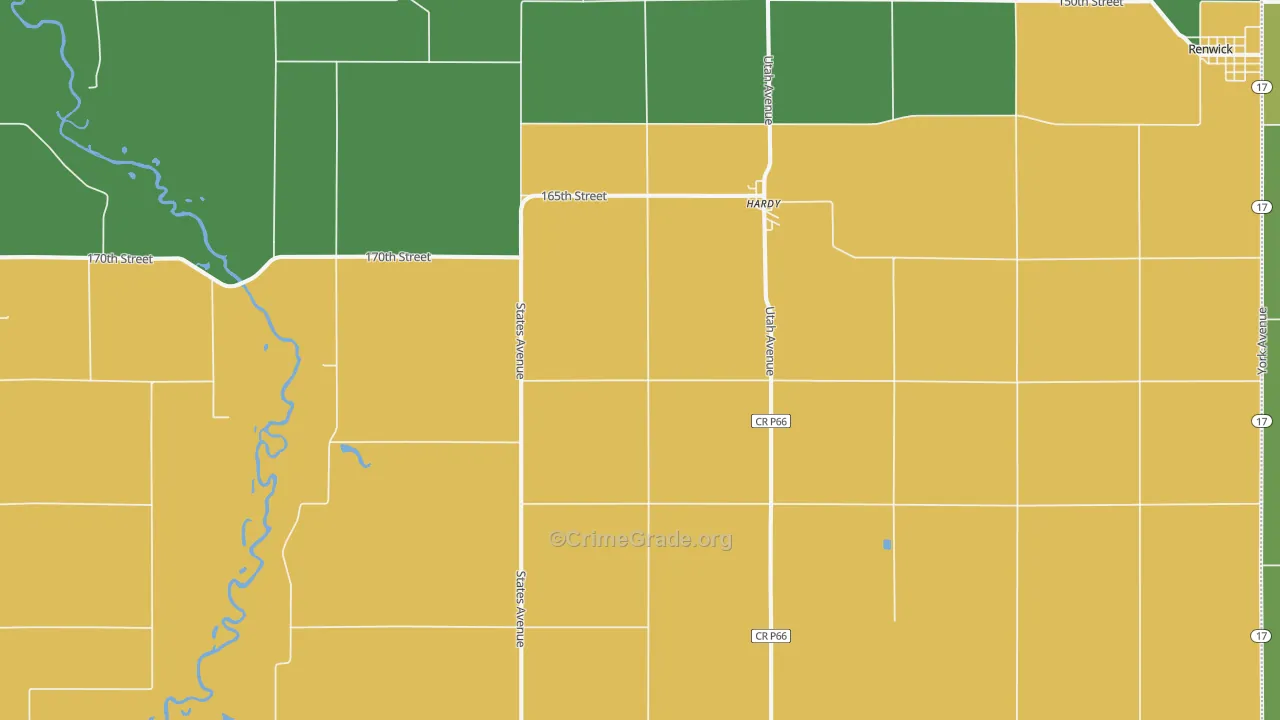 Hardy, IA Map of Drug-Related Crime Rates