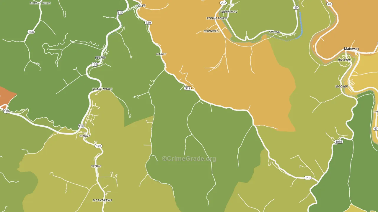 Hardy, KY Map of Drug-Related Crime Rates