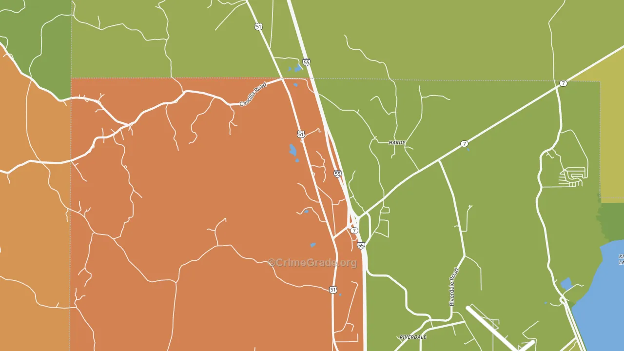 Hardy, MS Map of Drug-Related Crime Rates