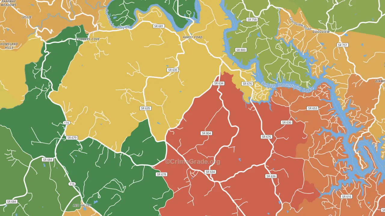 Hardy, VA Map of Drug-Related Crime Rates